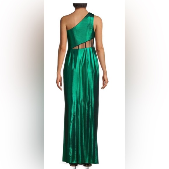 NWT Marchesa Notte Green Foil Gown - Picture 2 of 3